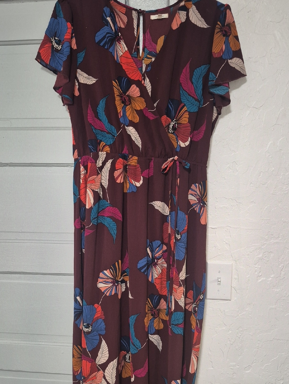 Maurices Plum Floral Maxi Dress with Multicolor Blooms